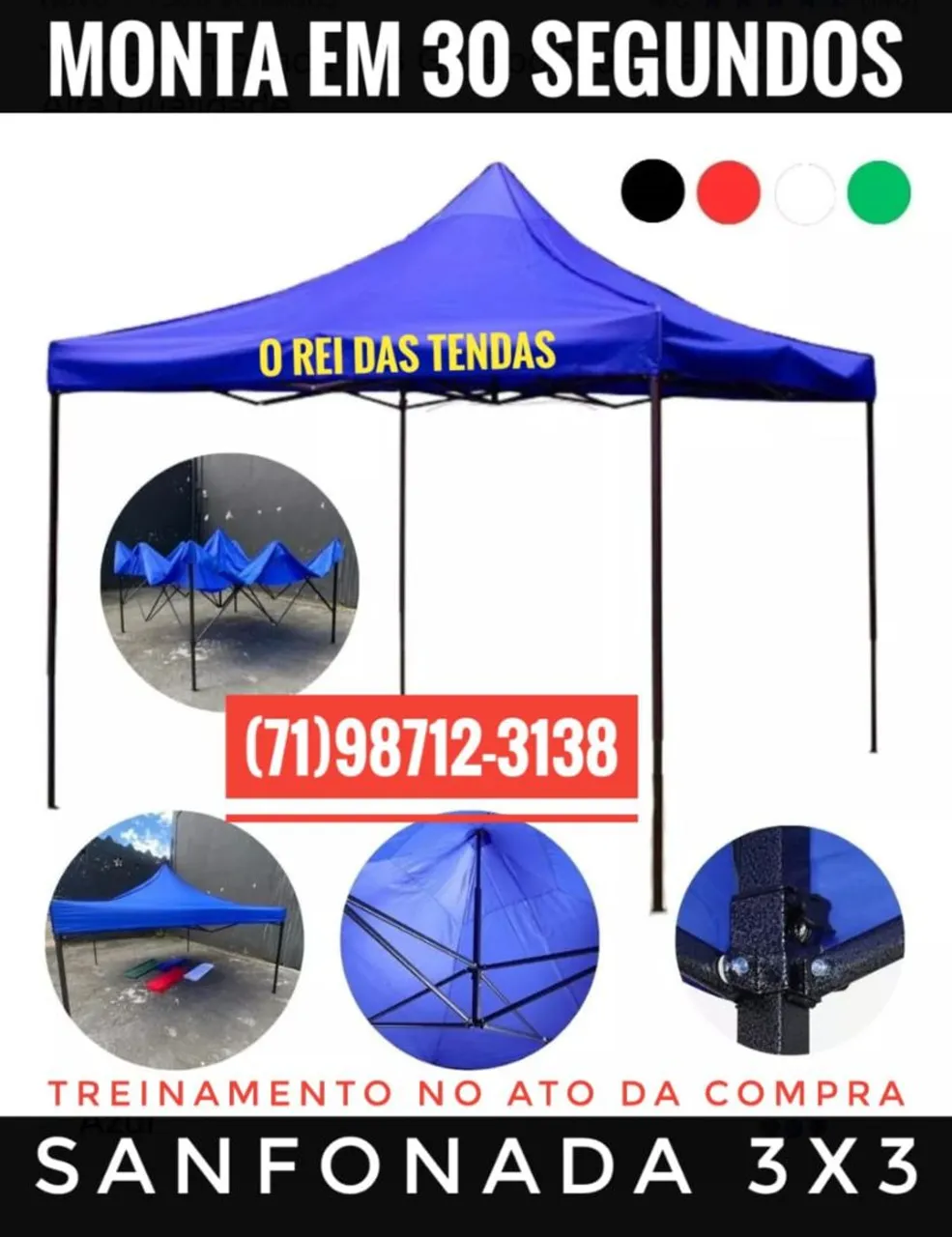 Toldo sanfonado tipo Tenda gazebo 3x3 - O Rei das Tendas