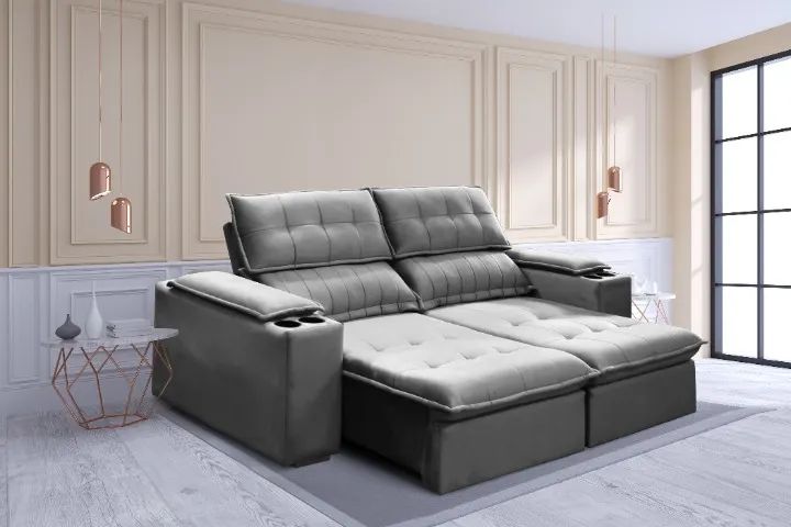 Sofá Retrátil e Reclinável Carlio