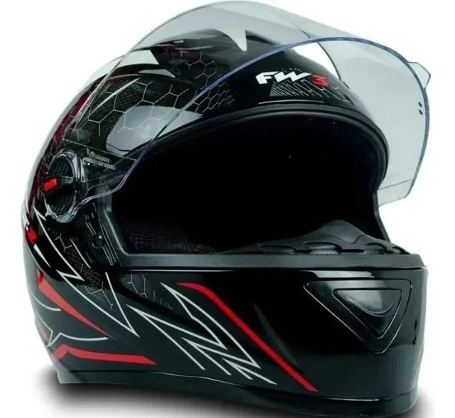 Capacete De Moto Esportivo Fw3 Gt 2 Com Narigueira Viseira Cristal - Foto 4