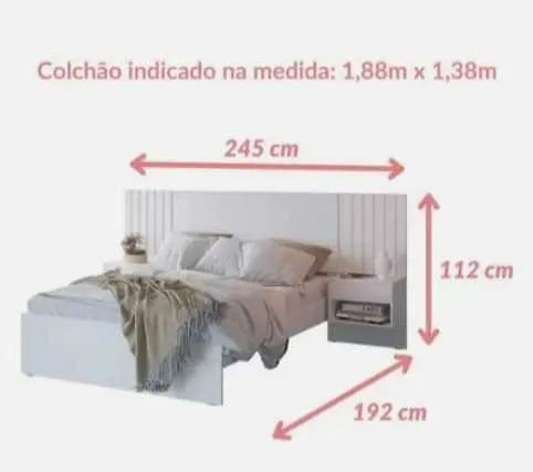 CAMA DE CASAL ZARA C/ PAINEL E 2 MESAS DE CABECEIRA 100% MDF- FAZEMOS ENTREGA! - Foto 2