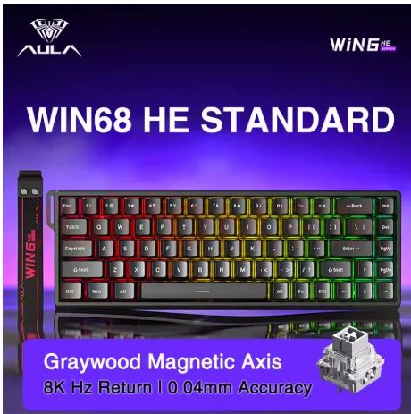 Teclado magnético AULA WIN60 WIN68 HE e Mousepad Japonês grande 80x35cm de brinde