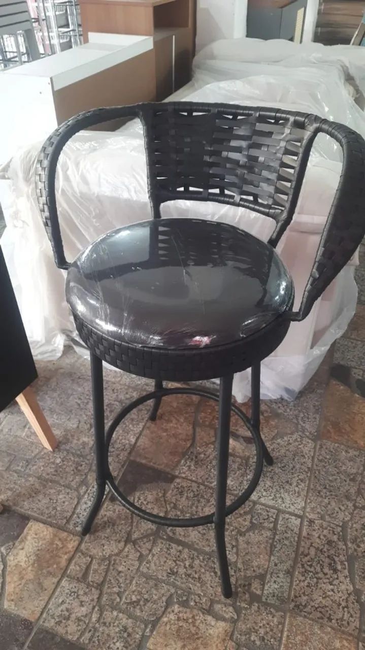 Banqueta com encosto e assento estofado najá  - Foto 2