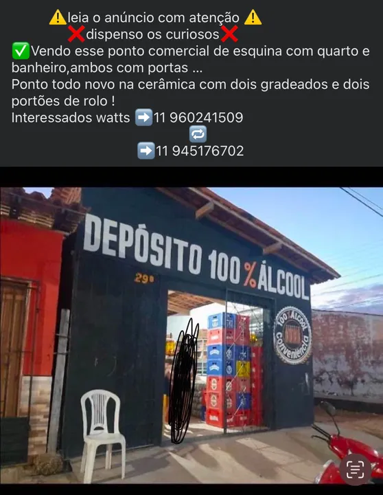 Ponto comercial de esquina com quarto e banheiro