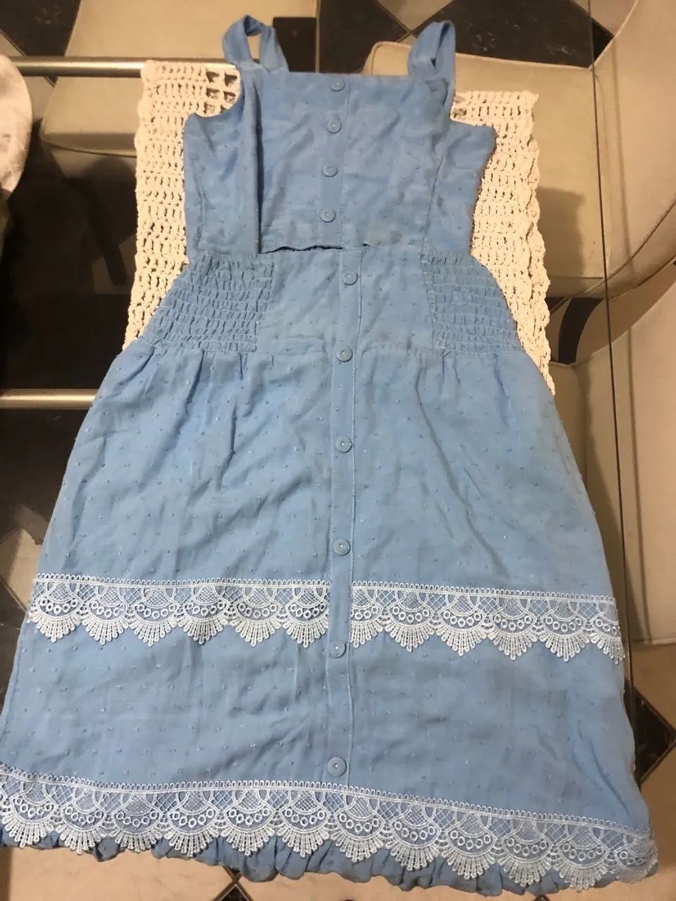 Conjunto azul com renda