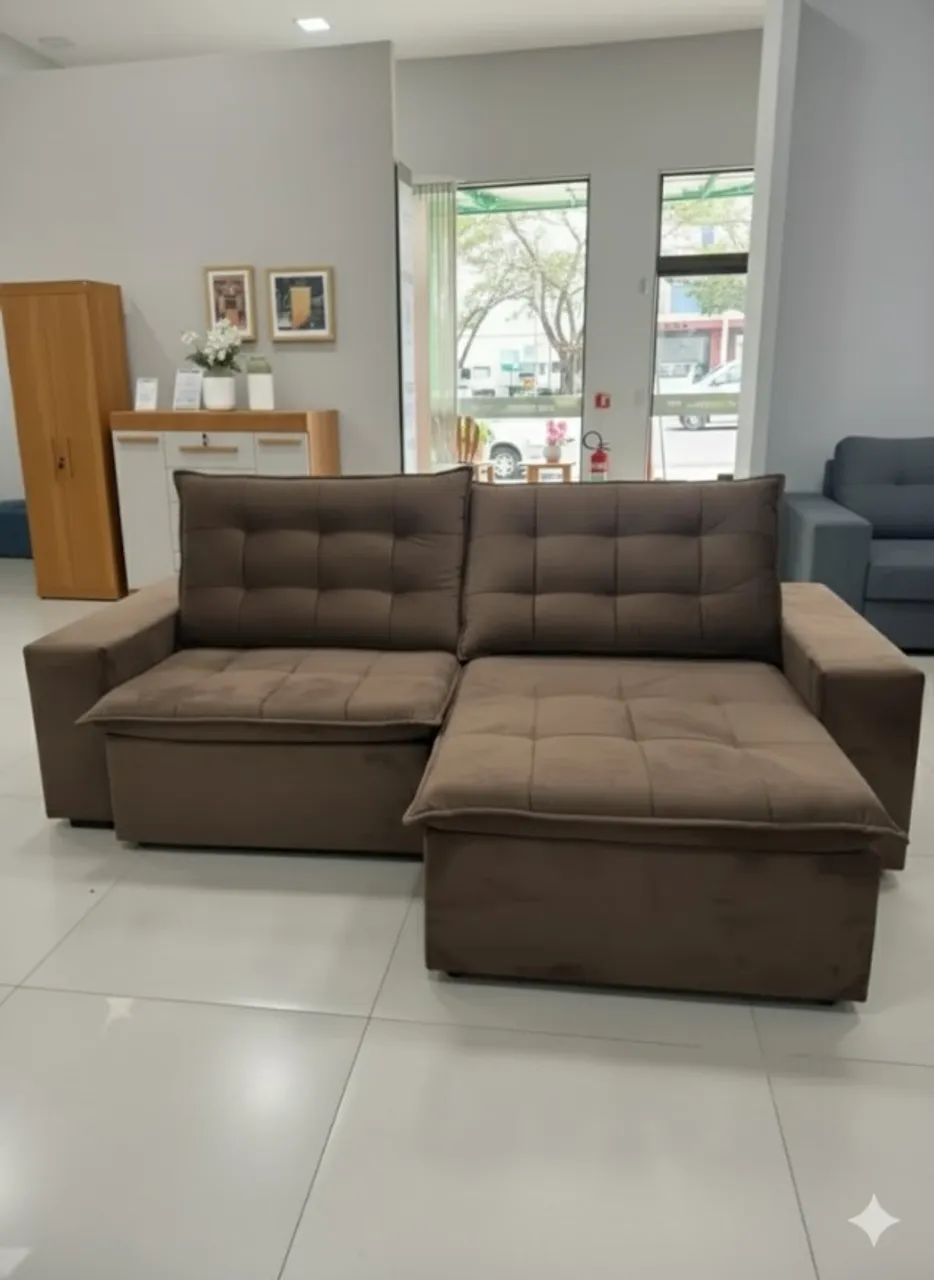 Sofá elegance premium veludo marrom 