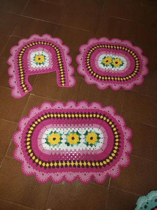 Jogo de Tapetes de Crochê para Banheiro - Foto 3