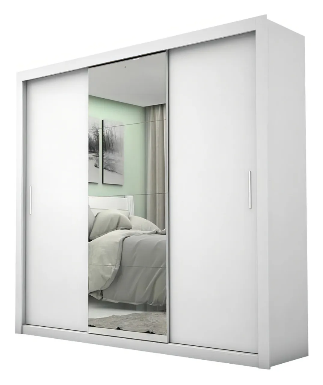 Guarda-Roupa com Espelho Moderno - Branco