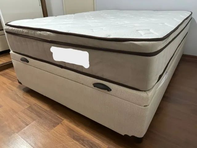 Cama de casal colchão + box c/ baú novo - Foto 5
