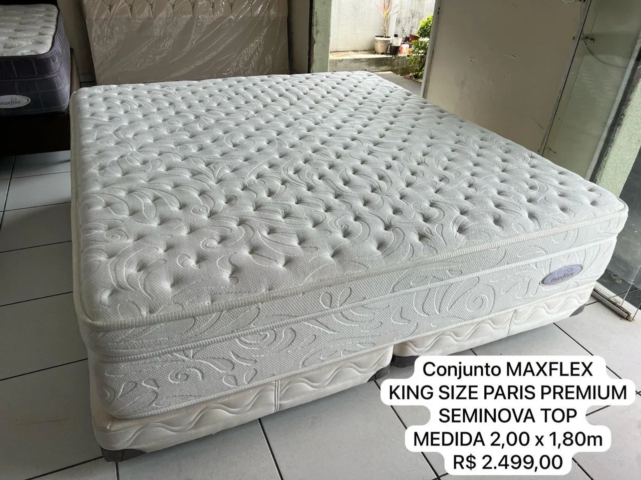 CAMA Conjunto Cama Box King Size Maxflex Paris Premium Seminova
