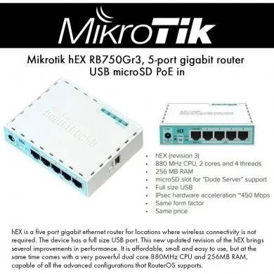 Roteador Mikrotik Routerboard Rb 750gr3 Hex 100/1000 - Novo e com garantia - Nexo Store - Foto 3