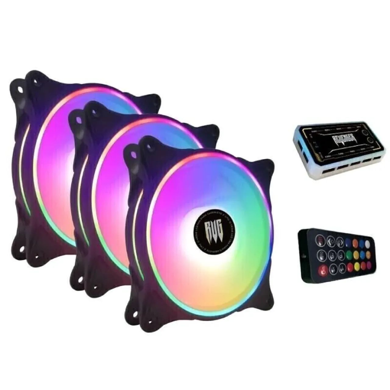 Kit Cooler para Gabinete 12cm Leds ARGB com Placa Controladora Remoto G-VR346k Revenger   - Foto 3