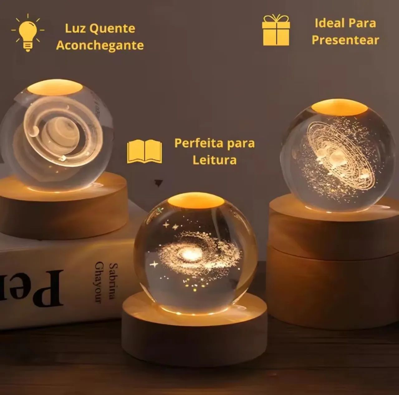 Luminária de mesa bola de cristal  - Foto 2