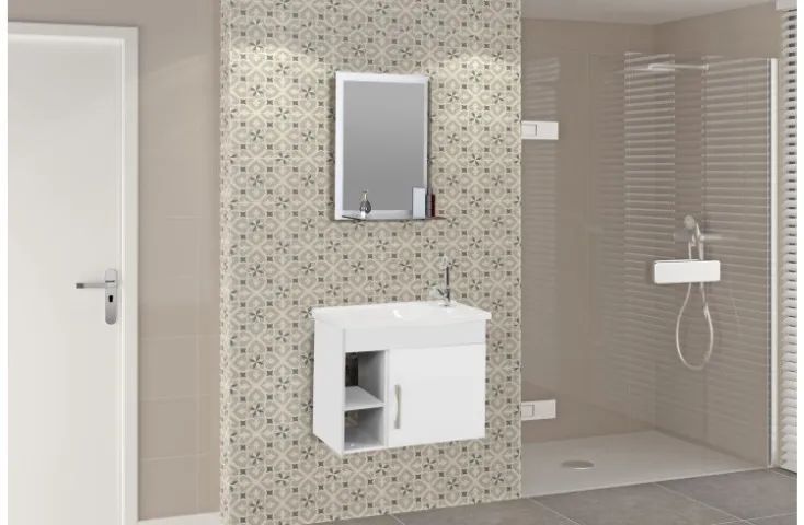 KIT TURIM SUSP 2 NICHO 55,5cm + PIA + ESPELHO - Foto 3