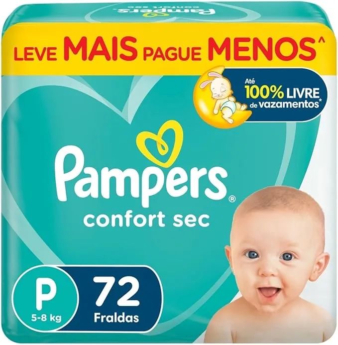 Fraldas Pampers Confort Sec P 72 unidades