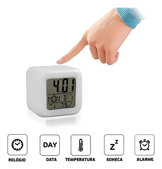 relogio despertador digital de mesa led colorido - Foto 4