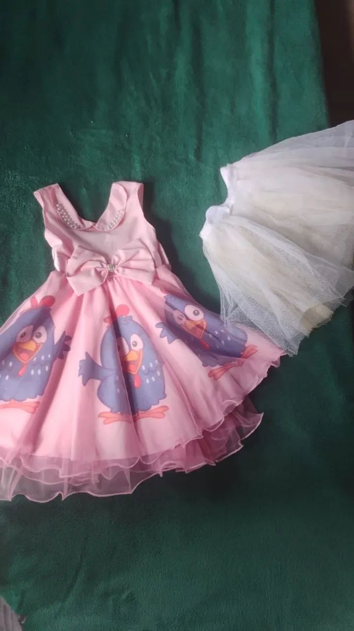 Vestido de festa infantil branco com detalhes em rosa - Foto 5