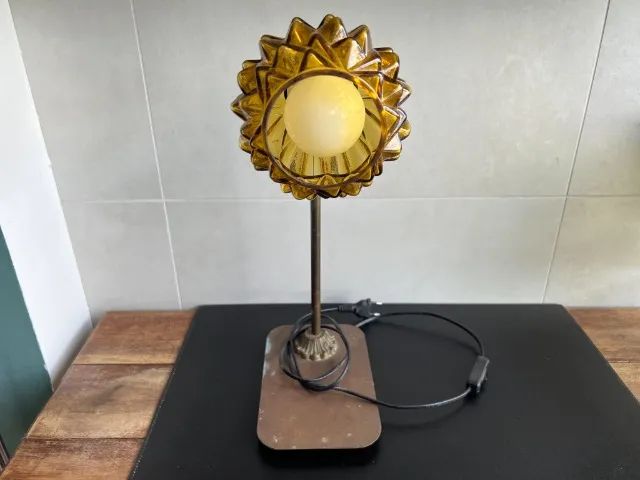 Abajur luminária antiga - Tulipa ambar - Foto 2