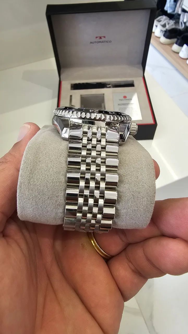 Relógio Technos automático GMT Prata lindo e raro - Foto 4
