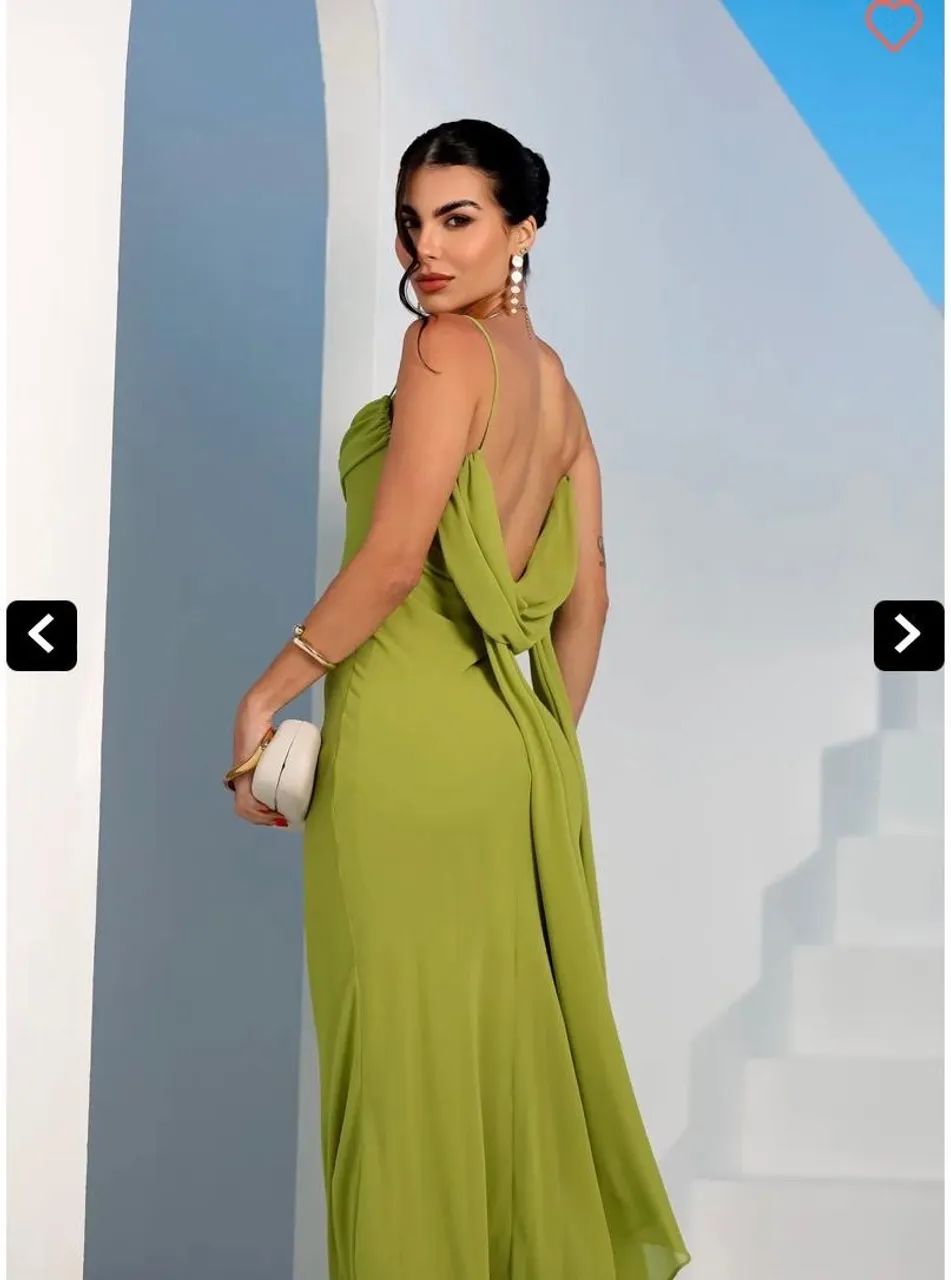 Vestido onlauri fluído c/ Decote meia taça verde - Foto 3