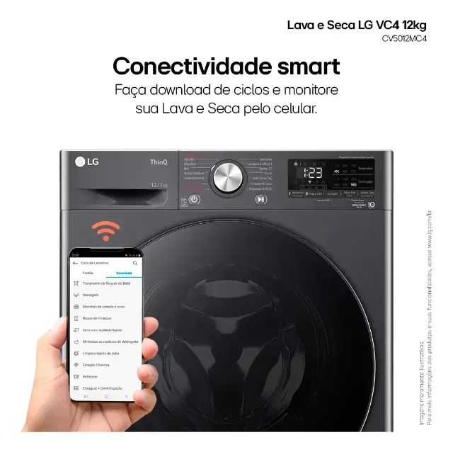 Lava e Seca Smart LG VC4 12kg Titanium com Inteligência Artificial AIDD - 220V - Foto 5