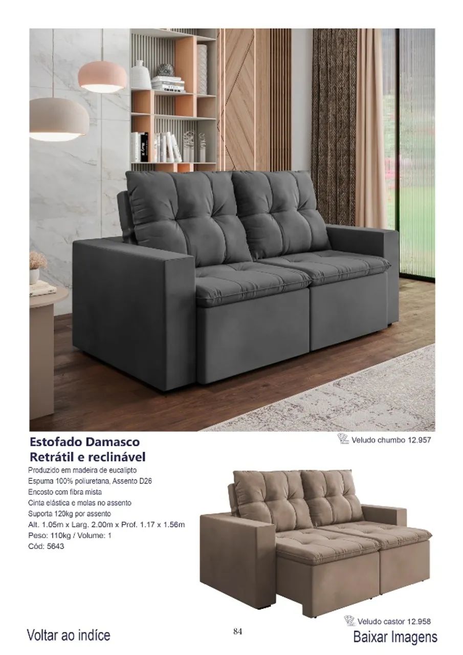 Sofá Damasco retrátil e reclinável 2,00M