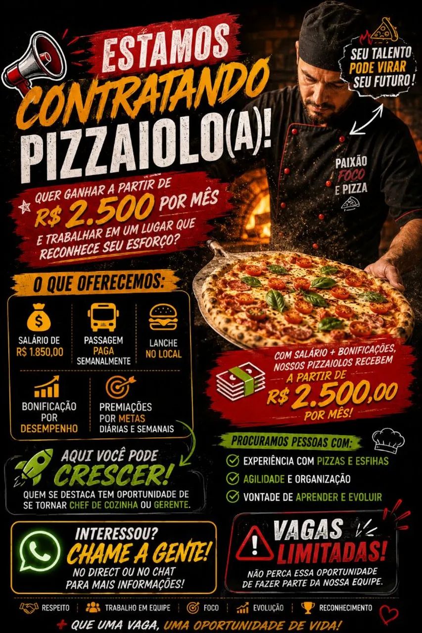 Pizzaiolo - botafogo R$2500