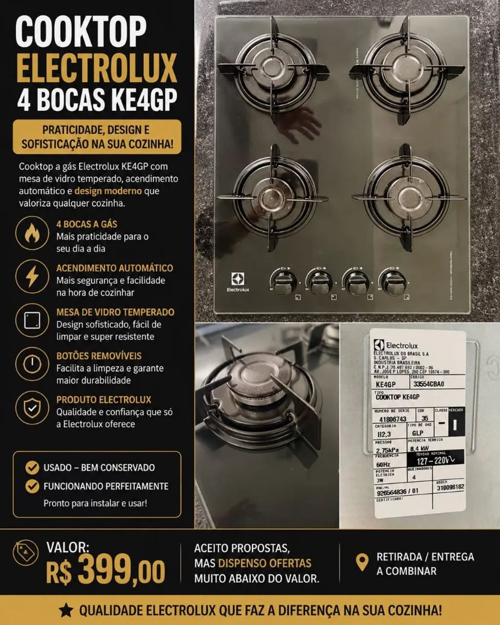 Furgão Cooktop Electrolux 