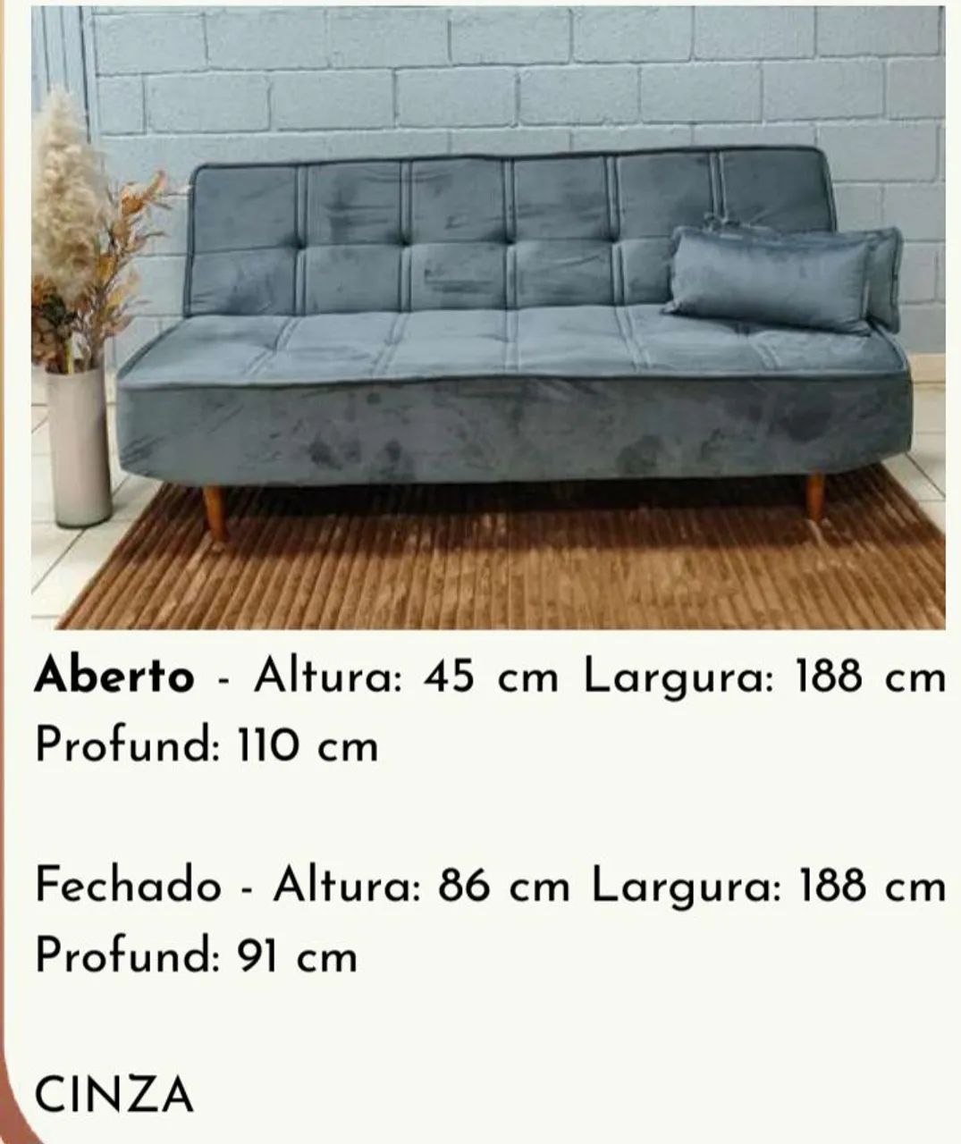 SOFÁ CAMA RUBI (LEIA A DESCRIÇÃO) - Foto 3