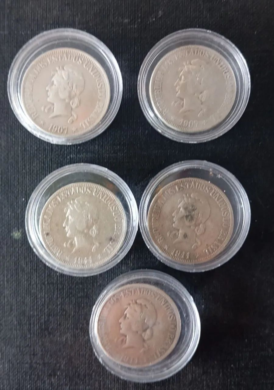 5 moedas de prata 900 originais