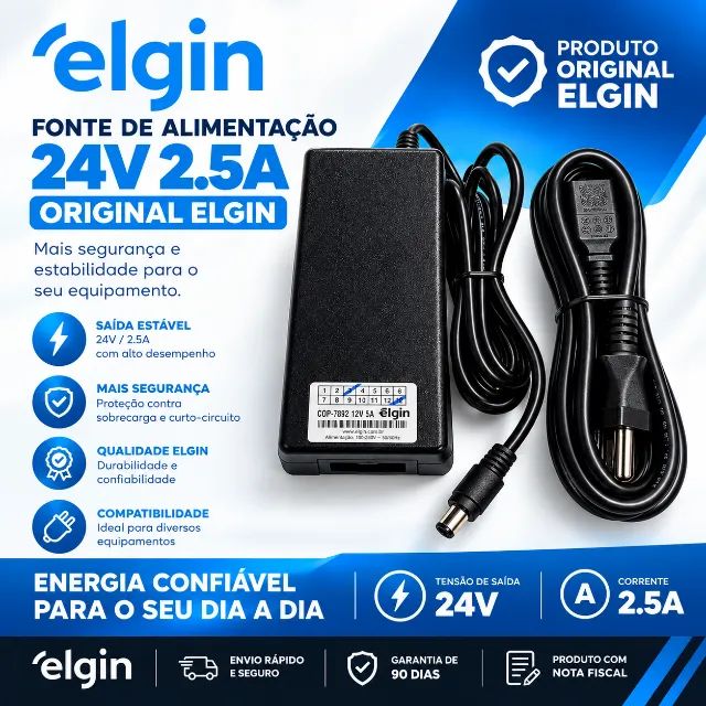 Fonte De Alimentação Bivolt 24v 2,5a Impressoras Elgin