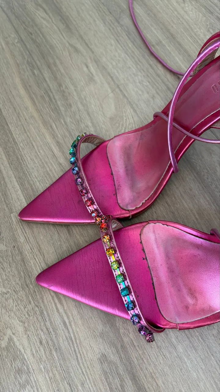 SANDÁLIA DE AALTO ROSA PINK COM AMARRAÇÃO  - Foto 5
