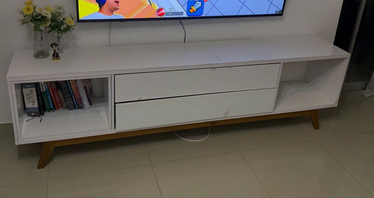Rack retrô MDF branco 