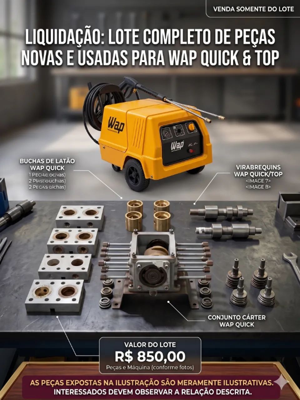 LIQUIDAÇÃO - Lote Completo de Peças para Lavadoras WAP (Quick / Top)