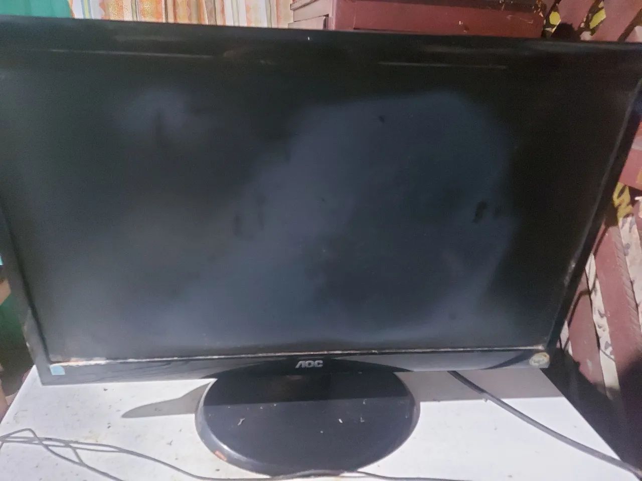 Monitor + mouse + teclado + mousepad (monitor com mancha na tela) - Foto 2