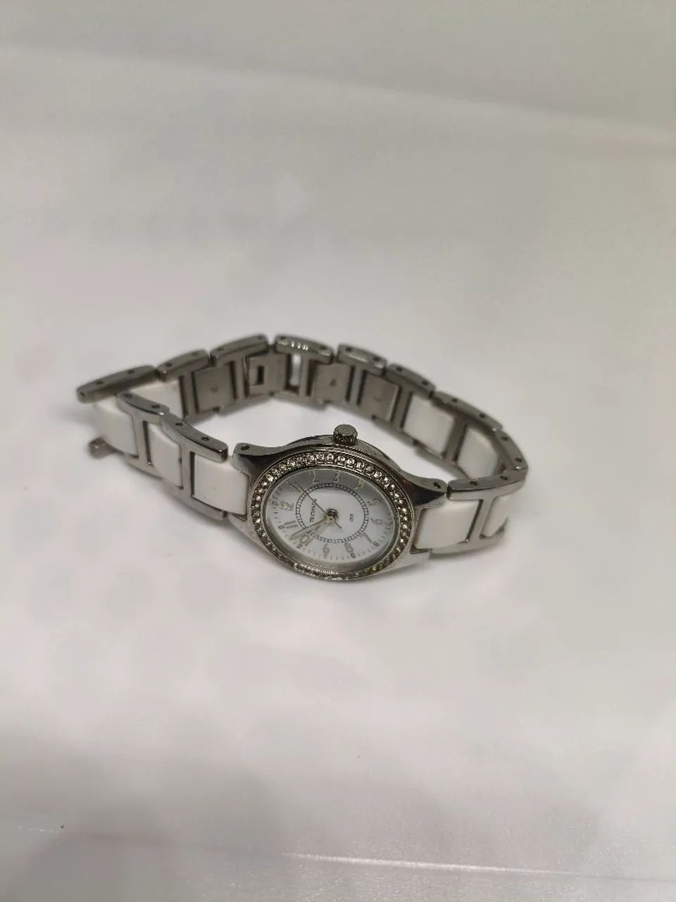 RELOGIO TECHNOS FEMININO BRANCO CERAMICA STRASS ORIGINAL - TAM 16CM - Foto 4