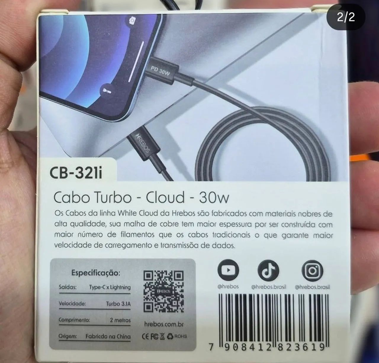 CABO TURBO BR 30W - TYPEC/LINGHT REF: CB-3211<br> - Foto 2