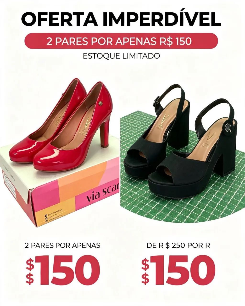 2 pares pelo valor de 1