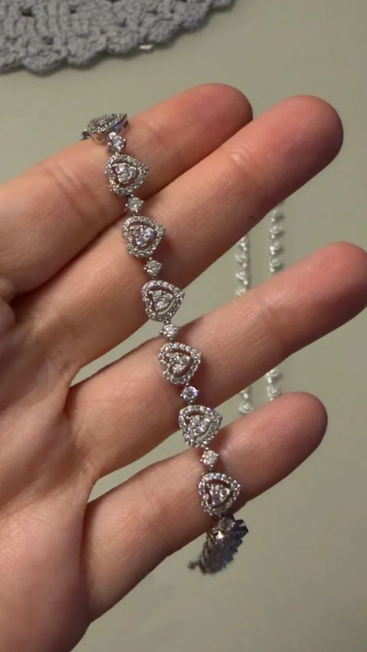 Colar e pulseira riviera prata coração  - Foto 2