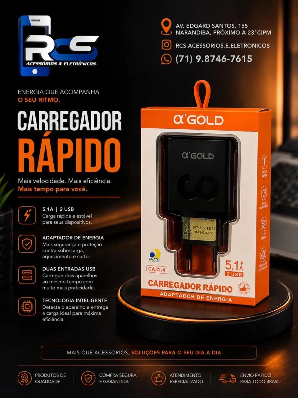 Fonte Para Celular Turbo 30w A?GOLD