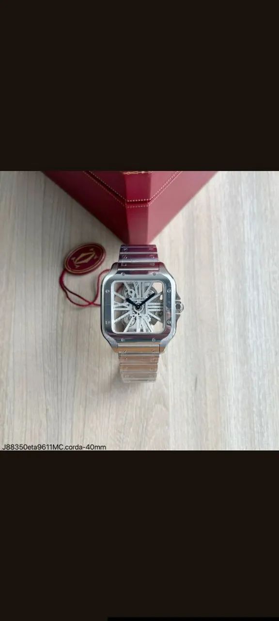 Relógio Cartie Santos Esqueleto Aço 40 mm- ETA s/c