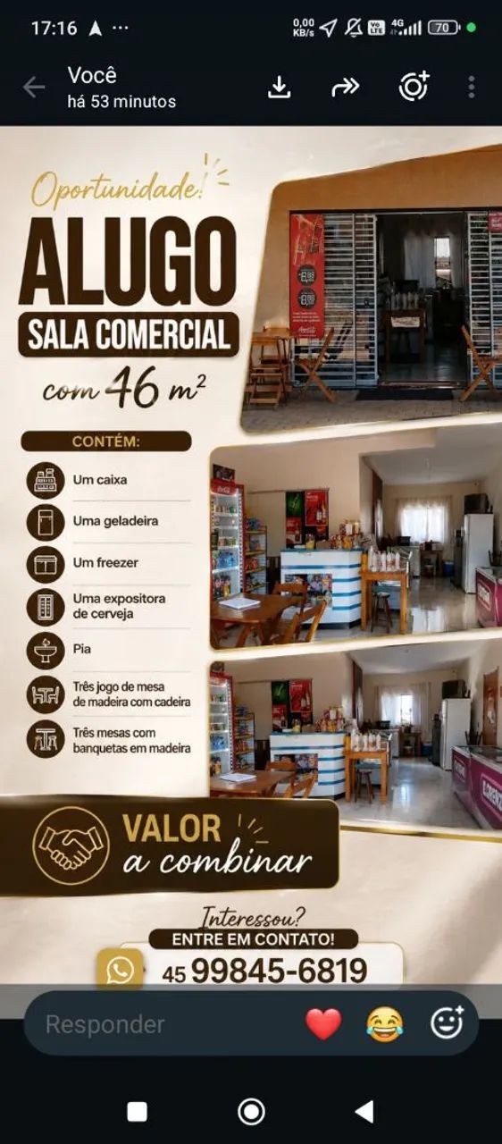 Alugo sala comercial 