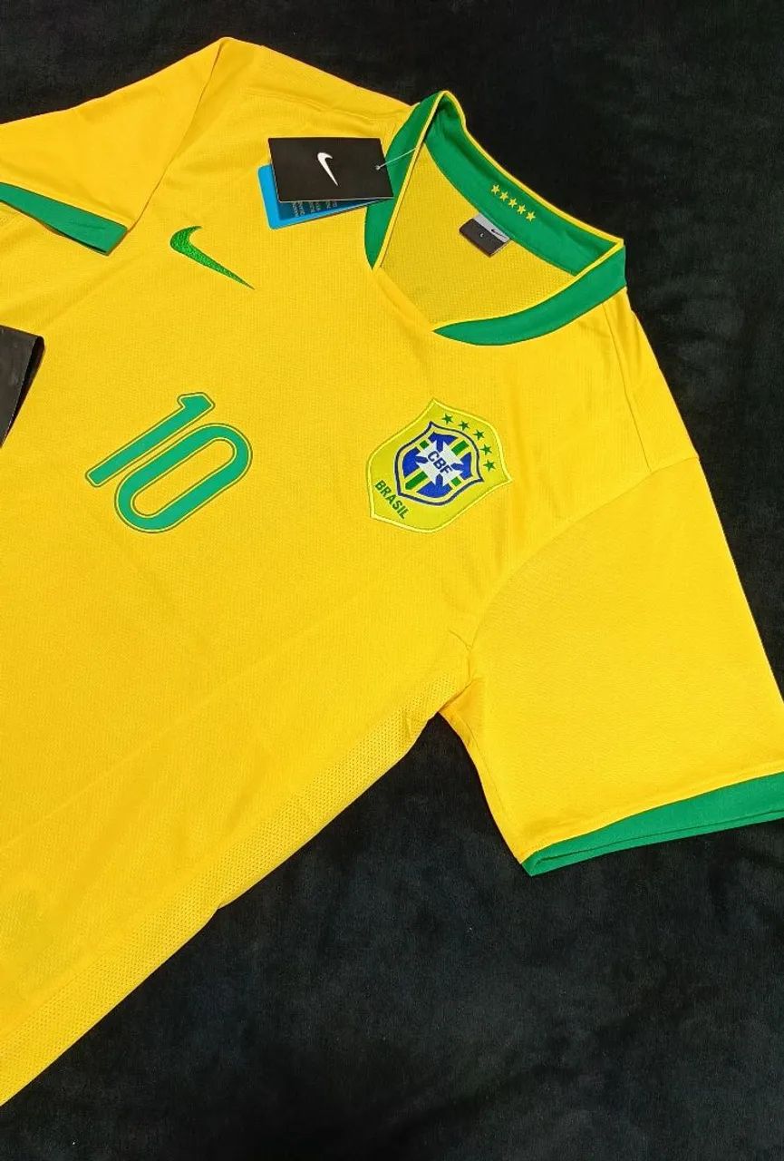 Camisa retrô da seleção brasileira 2006 Ronaldinho 10  - Foto 5