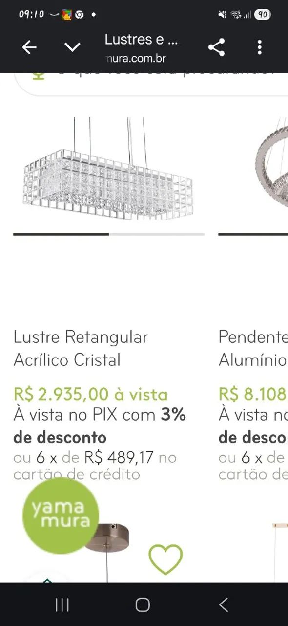 Lustre retangular de acrílico e cristais - Foto 4