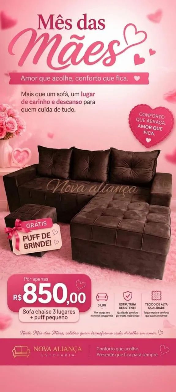 Sofá promoção dia das mãe super oferta 