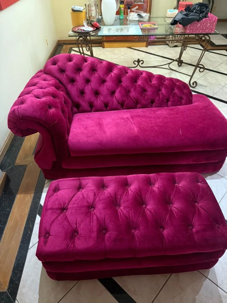 diva recamier puff poltrona banco veludo classico - Foto 2