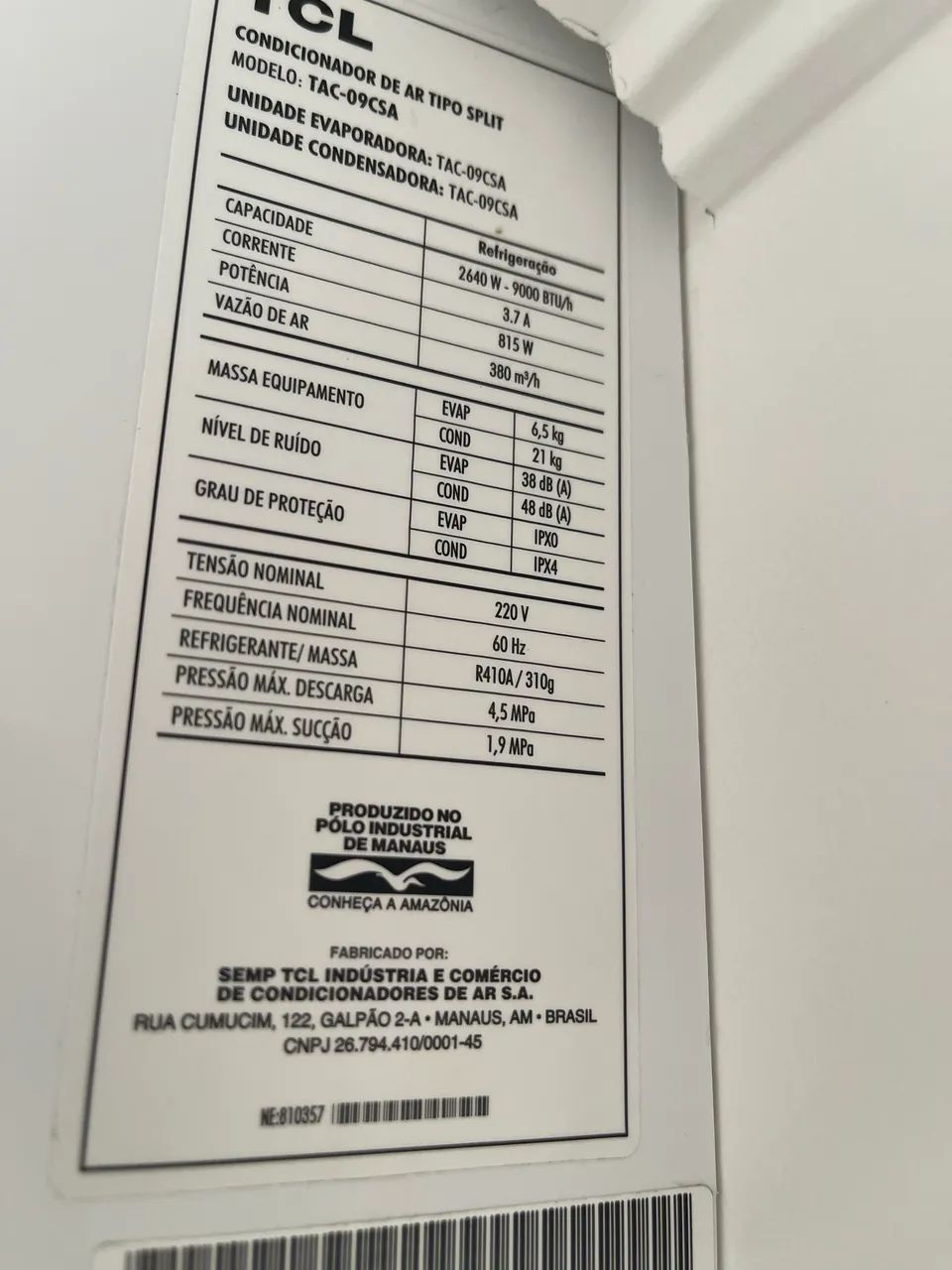 Ar condicionado TCL 9.000 Btus quente e frio 3 anos de uso - Foto 2