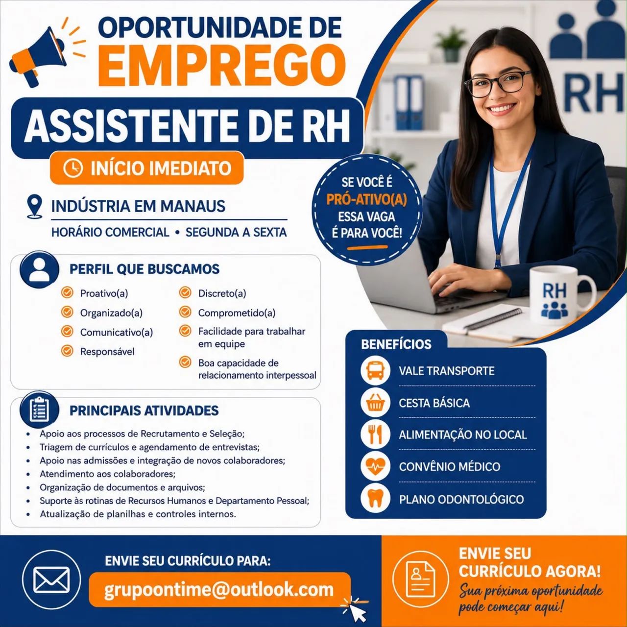 VAGA PARA ASSISTENTE DE RH 