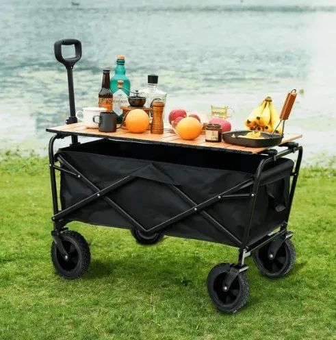 Carrinho Multiuso Para Camping 100kg Dobrável Preto - Foto 4