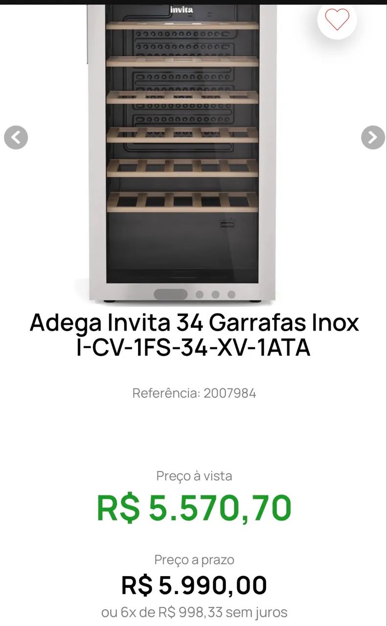 Adega Invicta 34 garrafas