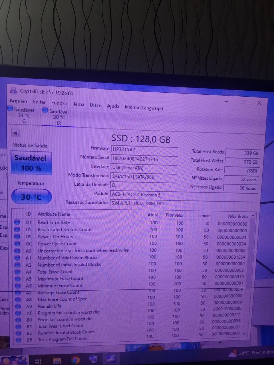 PROMOÇÃO HOJE Ssd 128 gb funcionando perfeitamente e saudável  - Foto 2